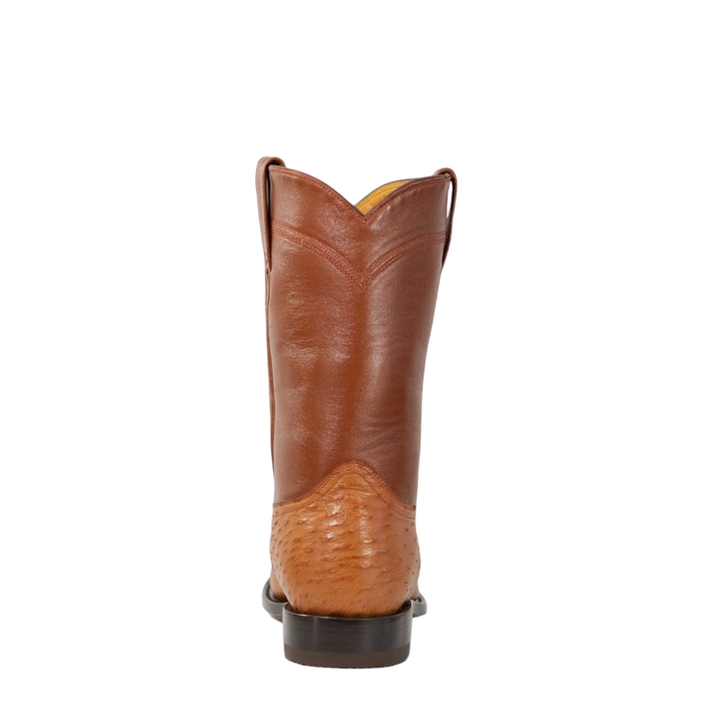 Gavel Men's Galveston Smooth Ostrich Roper Boots - Cognac