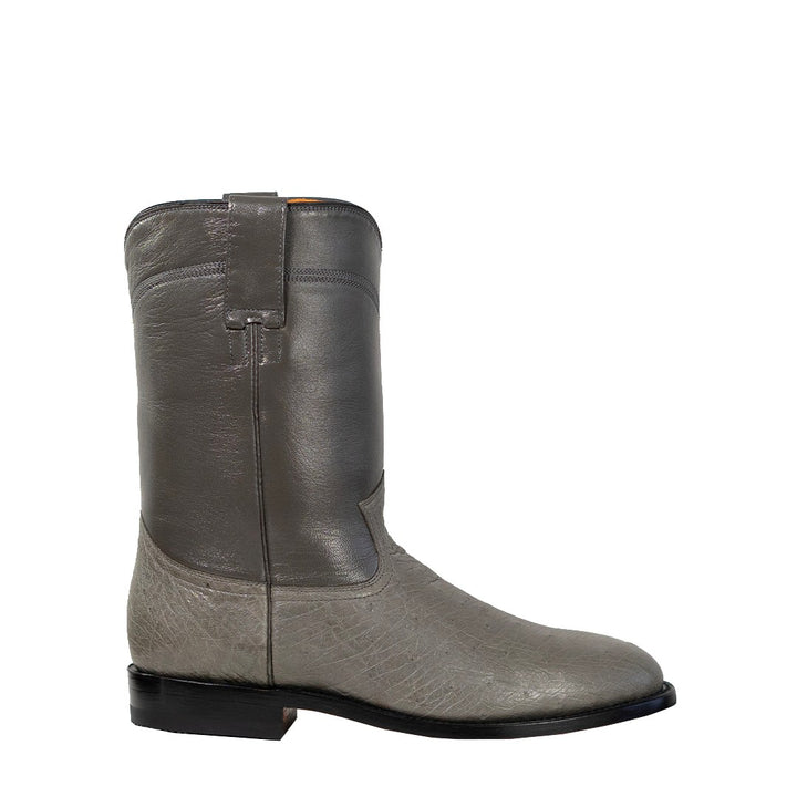 Gavel Men's Galveston Smooth Ostrich Roper Boots - Grey