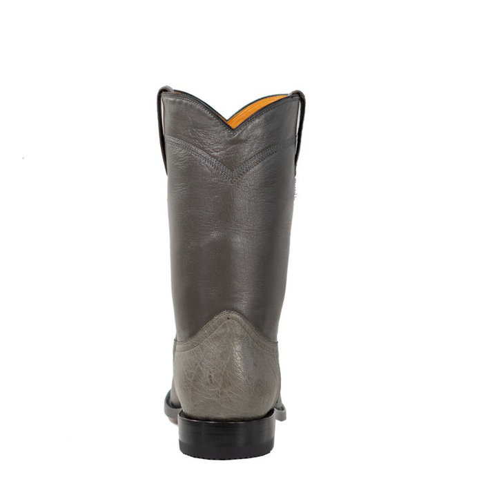 Gavel Men's Galveston Smooth Ostrich Roper Boots - Grey