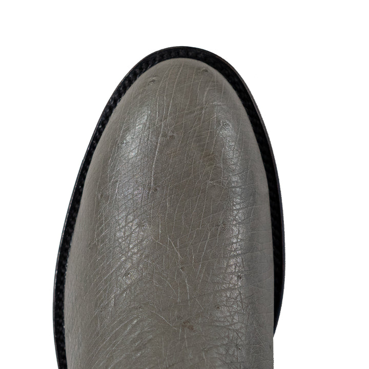 Gavel Men's Galveston Smooth Ostrich Roper Boots - Grey