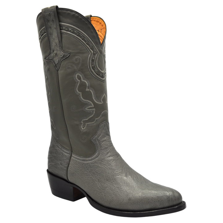 Gavel Men's Travis Smooth Ostrich Boots - Grey