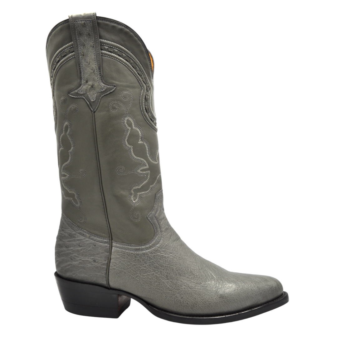 Gavel Men's Travis Smooth Ostrich Boots - Grey