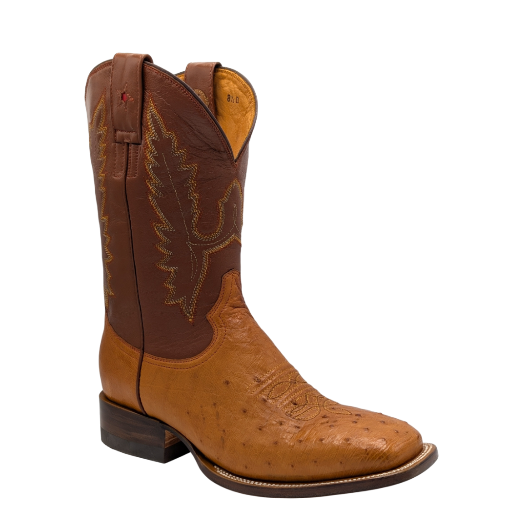 Gavel Men's Diego Smooth Ostrich Rodeo Boots - Cognac