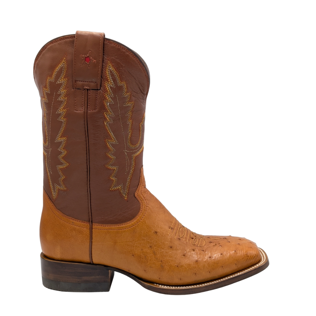 Gavel Men's Diego Smooth Ostrich Rodeo Boots - Cognac