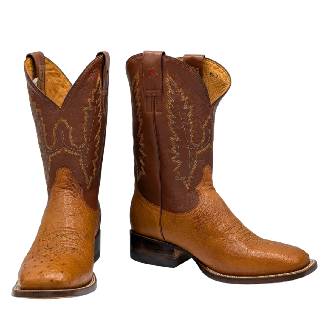 Gavel Men's Diego Smooth Ostrich Rodeo Boots - Cognac