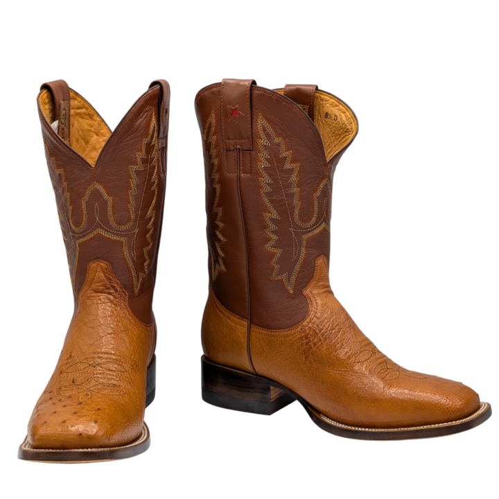 Gavel Men's Diego Smooth Ostrich Rodeo Boots - Cognac