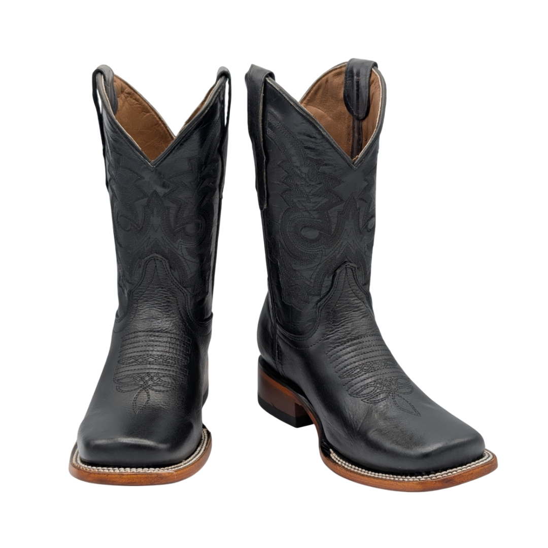 Luma Youth Kid's Leo Bulldog Black Western Boots