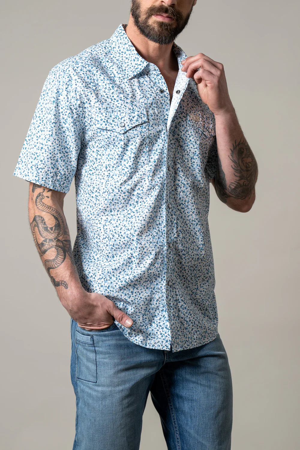 Kimes Ranch Men's Bascom Short Sleeve-Blue
