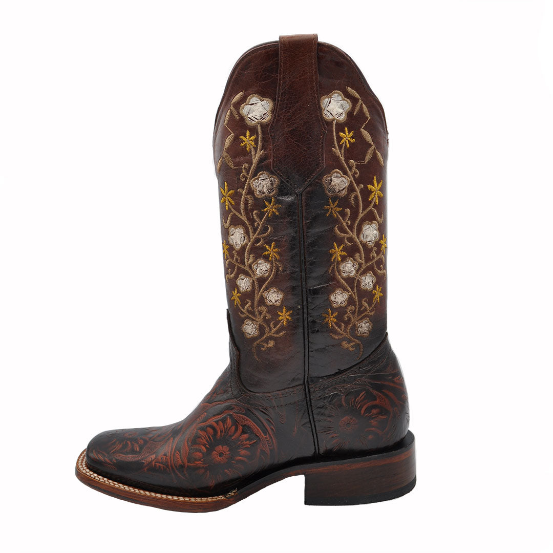 Luma Cincelada Women's Cowhide  Western Cognac Boots