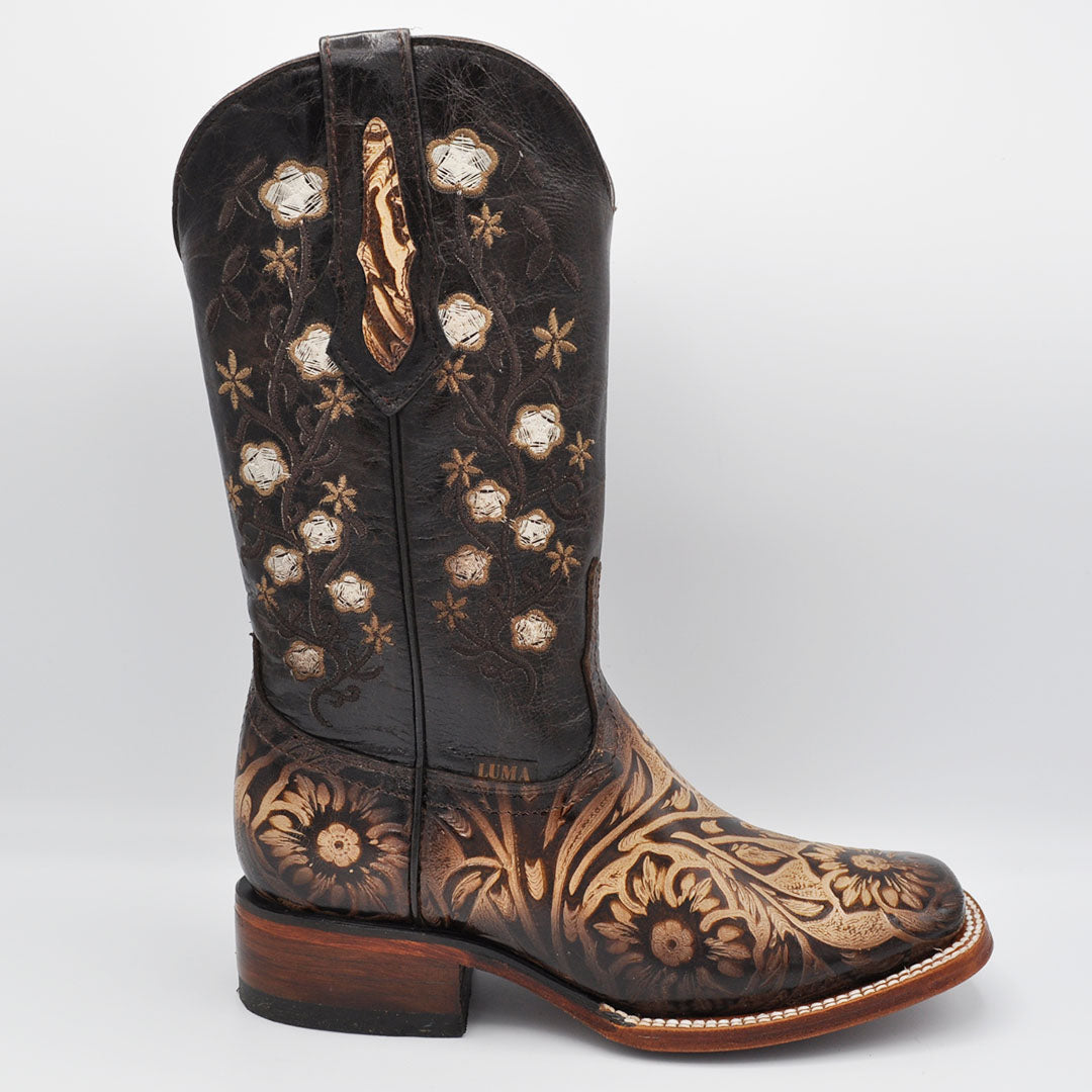 Luma Cincelada Women's Bulldog Sand Square Toe Western Boots