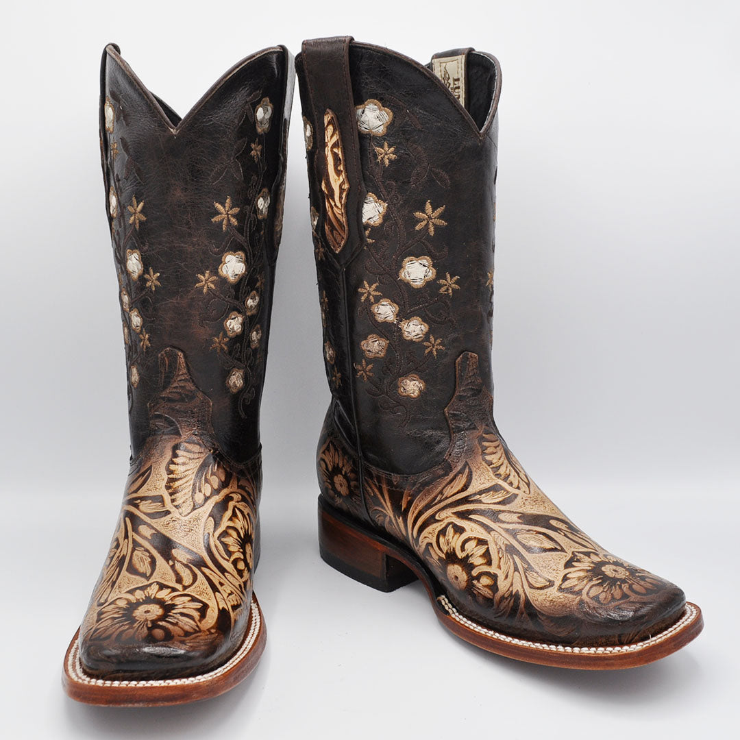 Luma Cincelada Women's Bulldog Sand Square Toe Western Boots