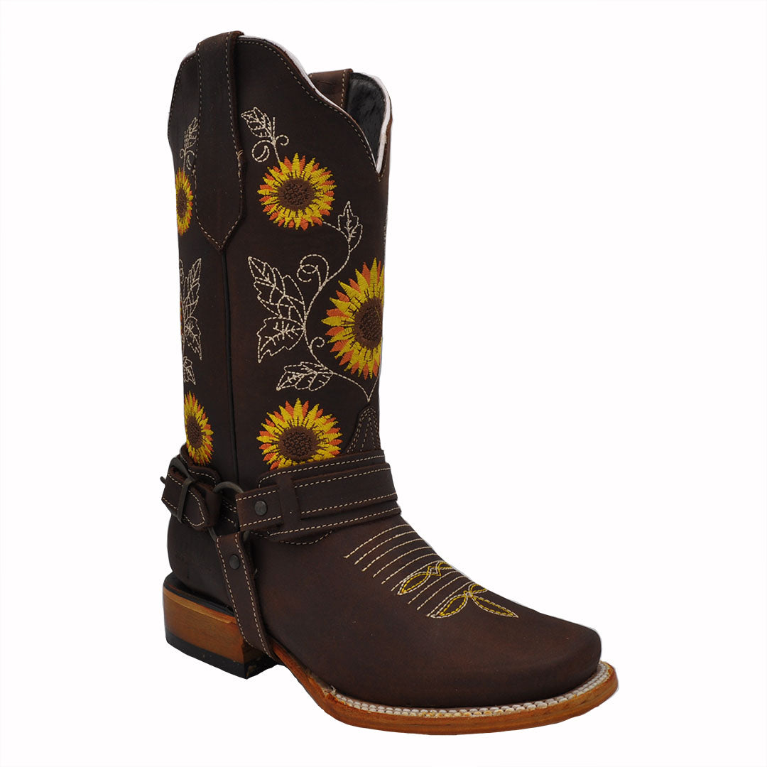 Luma Sunflower Womens Bulldog Square Toe Choco Boots