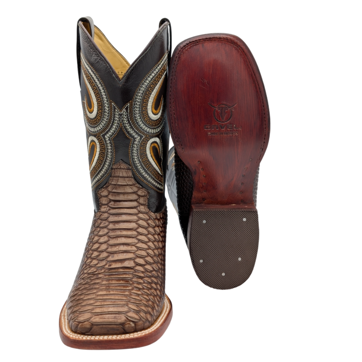 Gavel Big Kid's Python Print Chocolate Boot