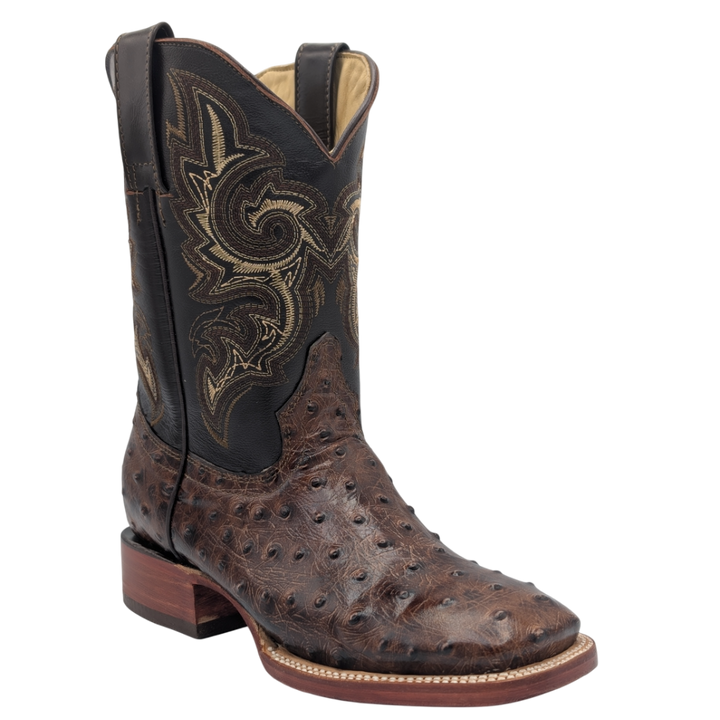 Gavel Big Kid's Ostrich Print Brown Boot