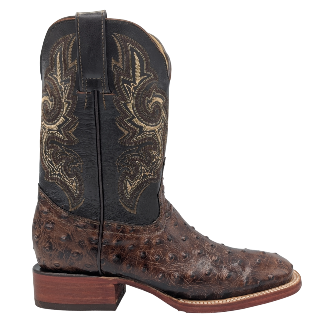 Gavel Big Kid's Ostrich Print Brown Boot