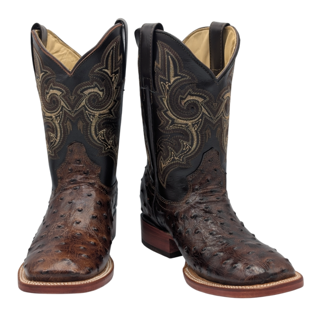 Gavel Big Kid's Ostrich Print Brown Boot