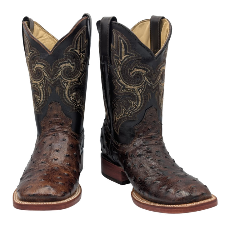 Gavel Big Kid's Ostrich Print Brown Boot