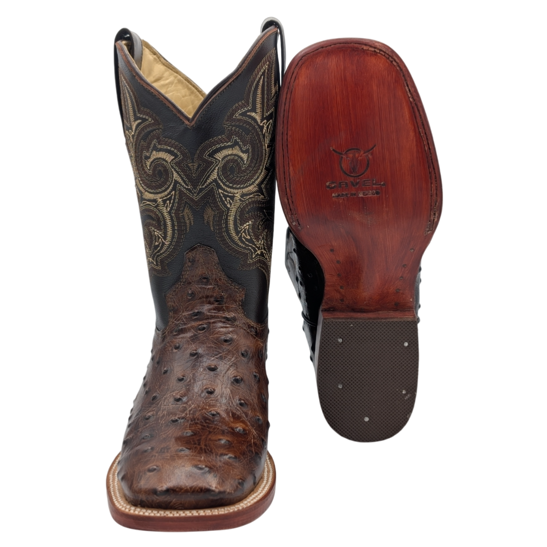 Gavel Big Kid's Ostrich Print Brown Boot