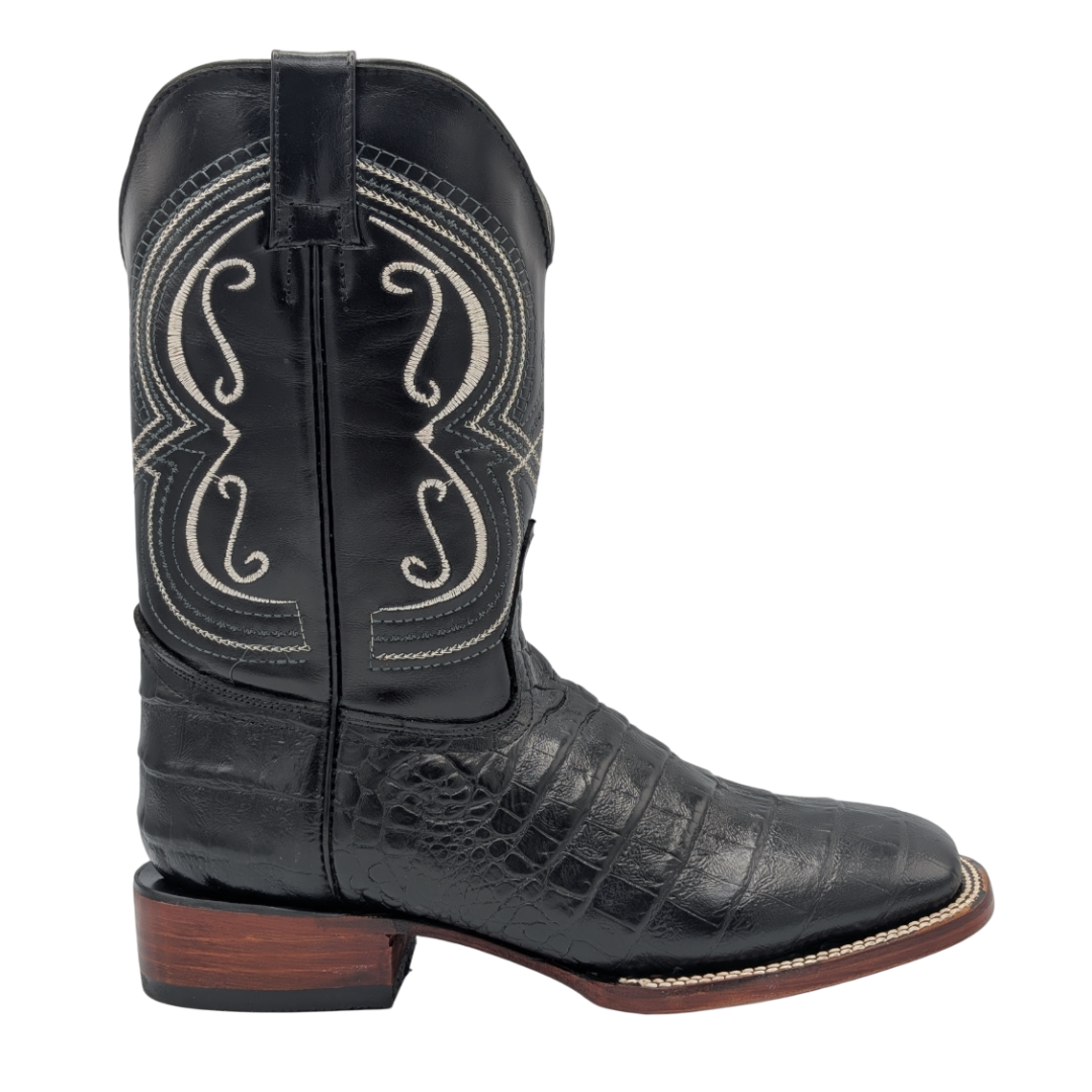 Gavel Big Kid's Caiman Belly Print Black Boot