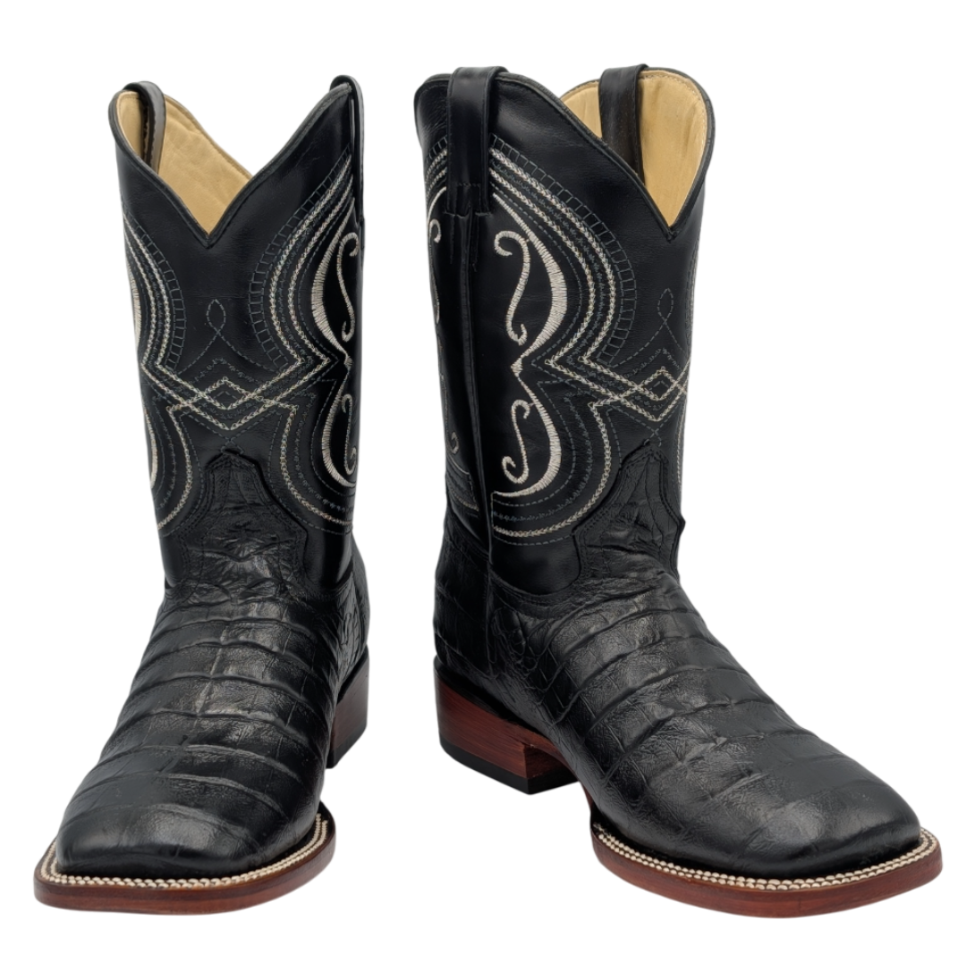 Gavel Big Kid's Caiman Belly Print Black Boot