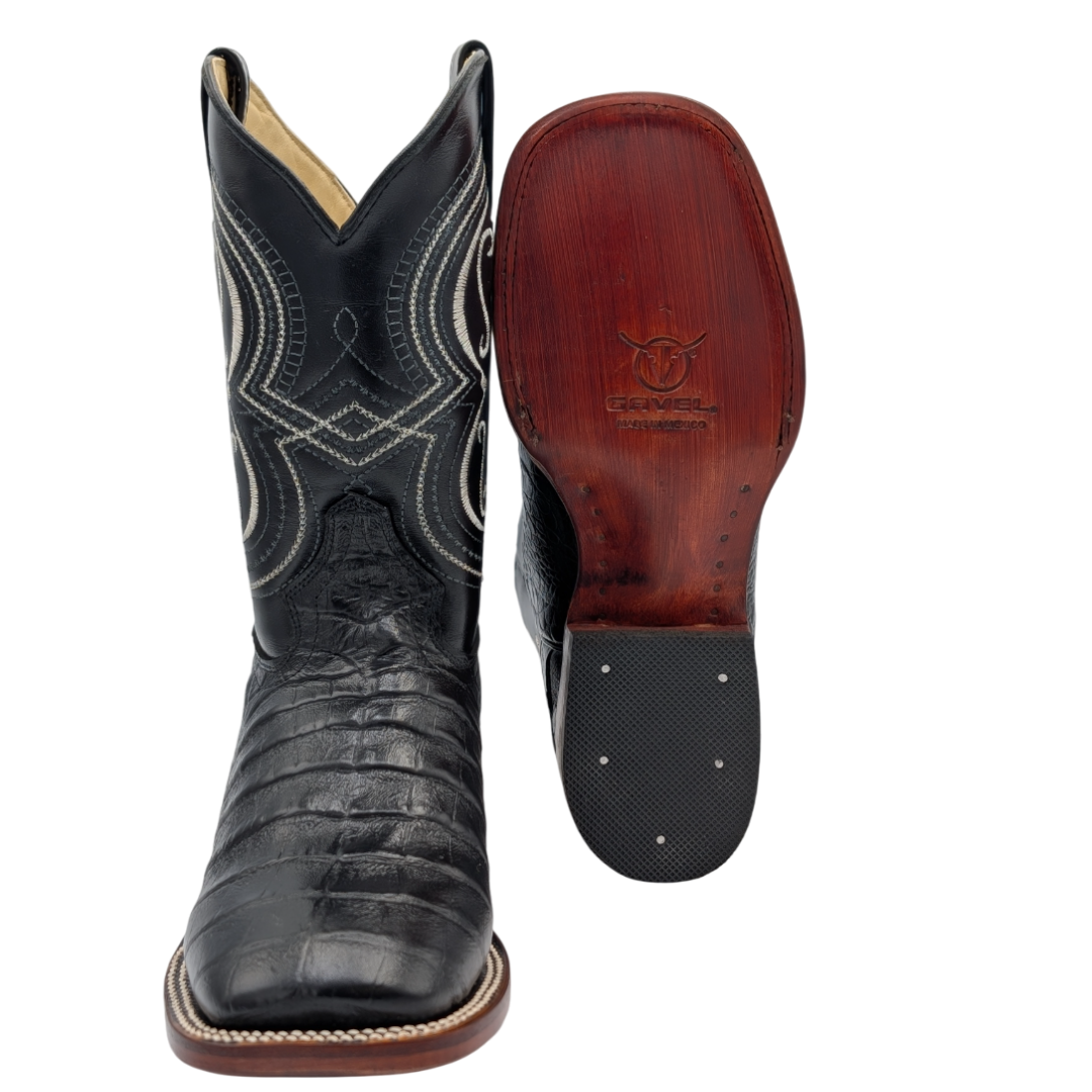 Gavel Big Kid's Caiman Belly Print Black Boot