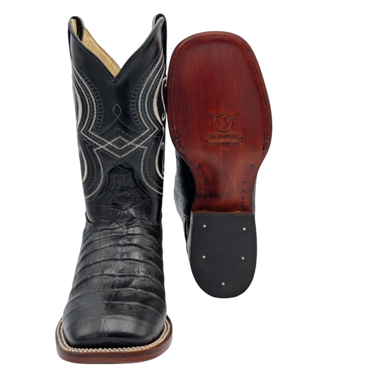 Gavel Big Kid's Caiman Belly Print Black Boot
