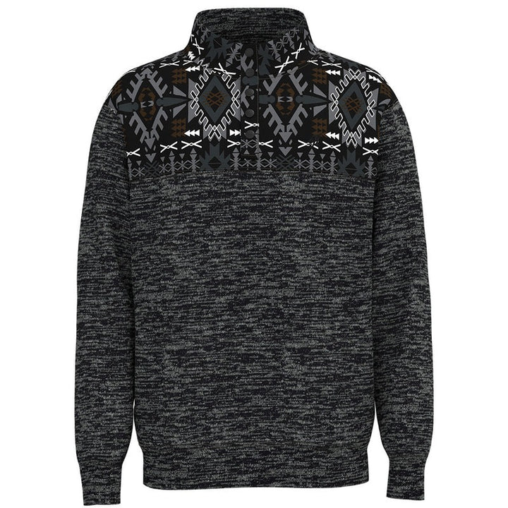 Hooey Men's "Stevie" Pullover w/Aztec - Black