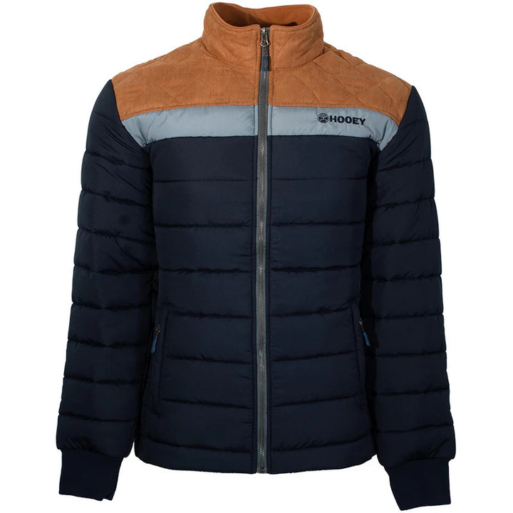 Hooey Men's Colorblock Packable Puffer Jacket Navy/Tan