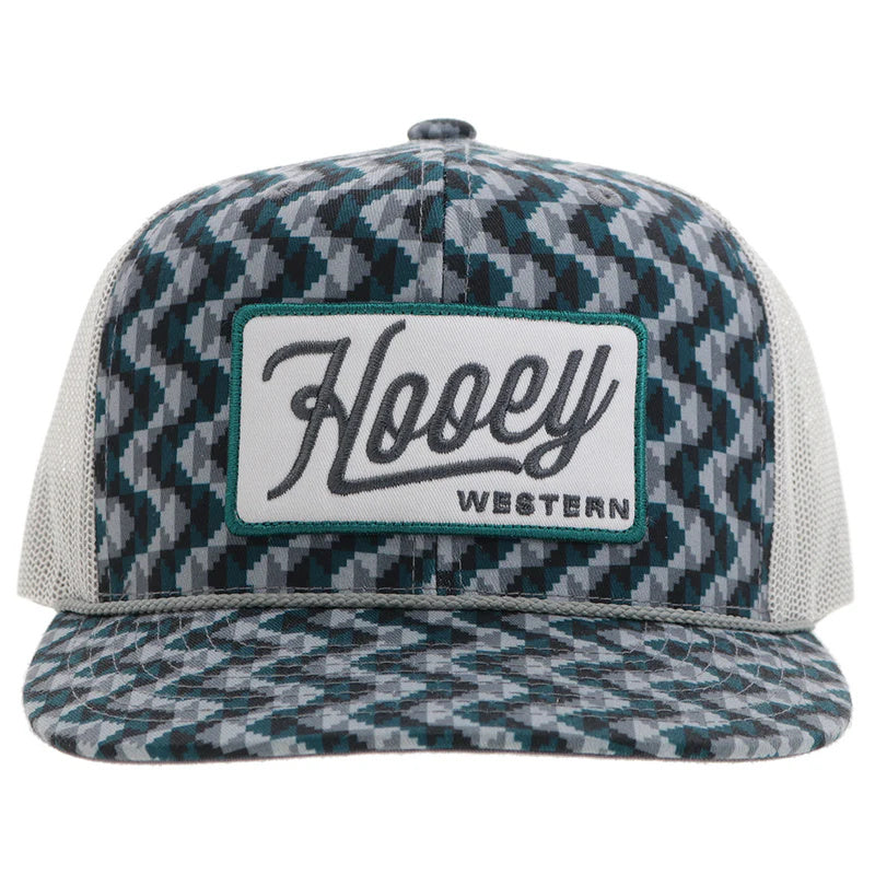 Hooey "Lakota" Hat Teal/Grey Pattern W/White/Teal Patch