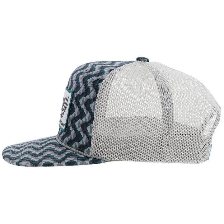 Hooey "Lakota" Hat Teal/Grey Pattern W/White/Teal Patch