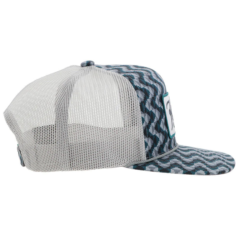 Hooey "Lakota" Hat Teal/Grey Pattern W/White/Teal Patch