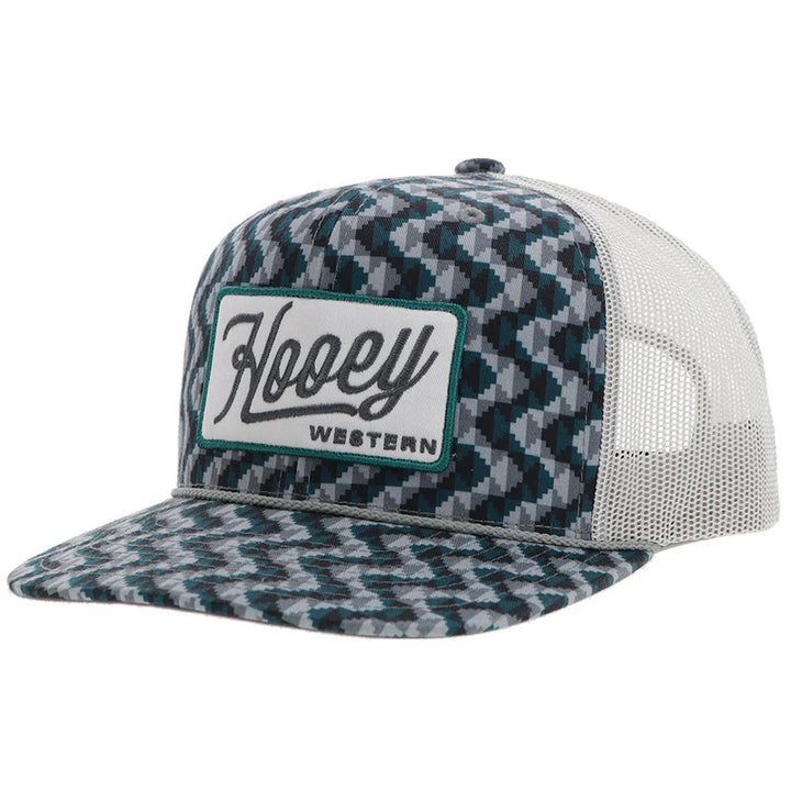 Hooey "Lakota" Hat Teal/Grey Pattern W/White/Teal Patch