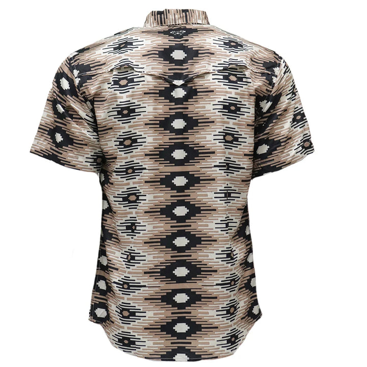 Hooey Men's Sol Short Sleeve Pearl Snap Shirt Brown-Black Aztec