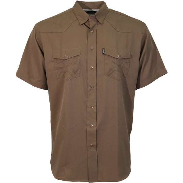Hooey Men's Sol Short Sleeve Pearl Snap Shirt Brown