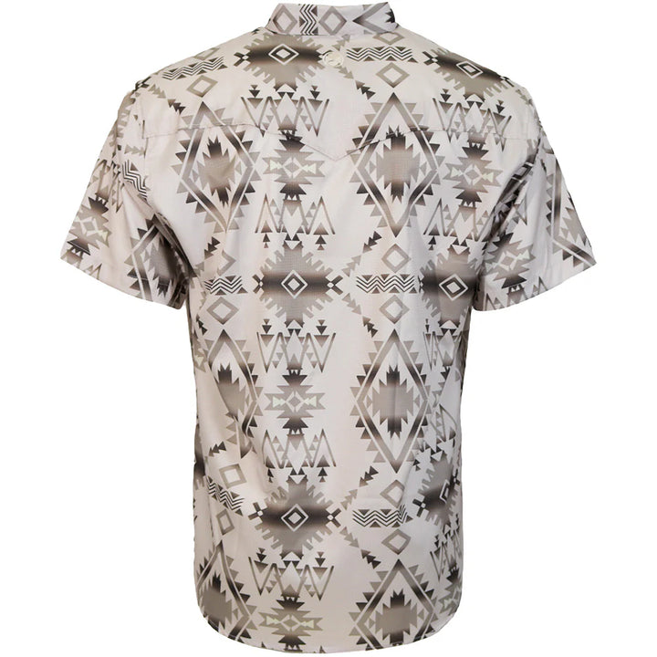 Hooey Men's Sol Short Sleeve Pearl Snap Shirt-Tan/Aztec