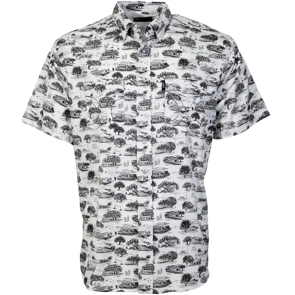 Hooey Men's Sol Short Sleeve Pearl Snap Shirt-White