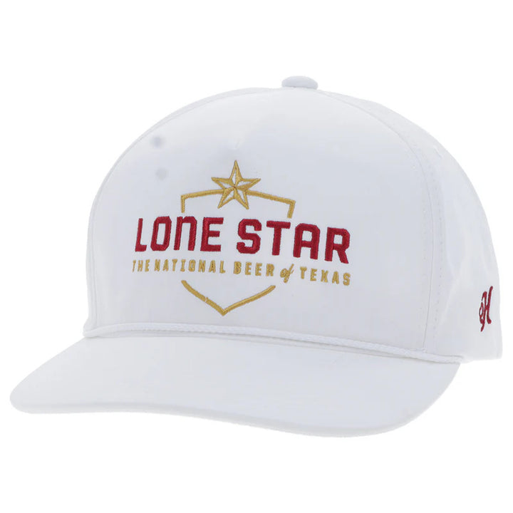 Hooey Lone Star White 5 Panel Trucker With Red Gold Logo Cap