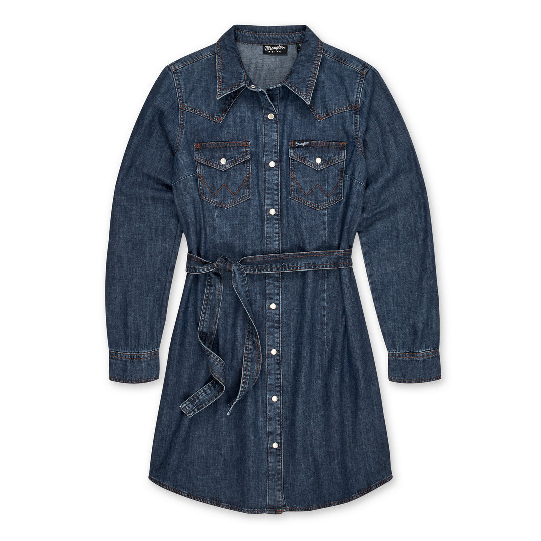 Wrangler Women's Retro Long Sleeve Western Denim Shirt Dress – Gavel