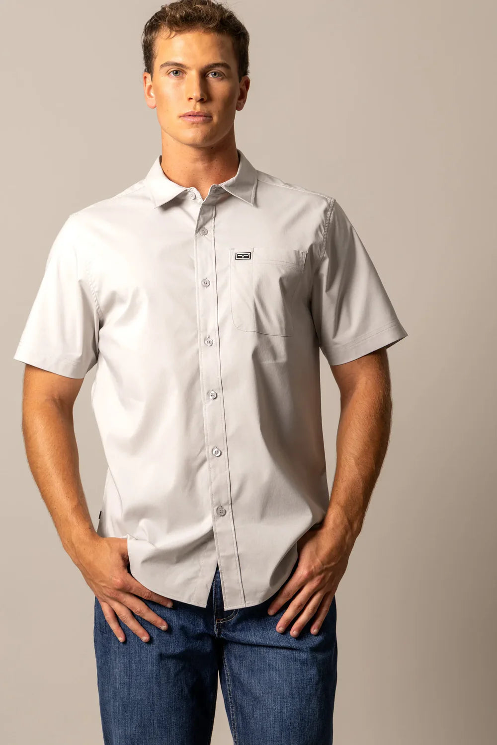 Kimes Ranch Men's Linville Short Sleeve-Silver White