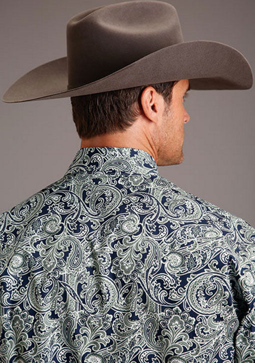 Stetson Men's Long Sleeve 2 Pocket Greenspring Paisley Print Snap Shirt