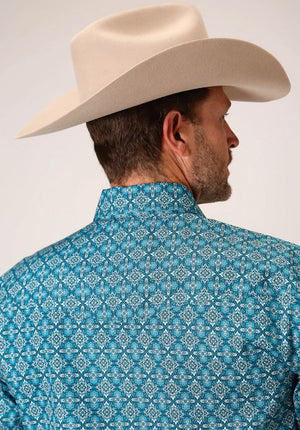 Roper Men's Long Sleeve Amarillo Allover Print Victorian Floulard Snap Shirt