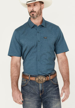 Kimes Ranch Men's Linville Short Sleeve Solid Dark Blue Shirt