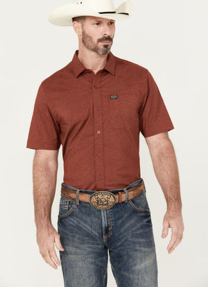 Kimes Ranch Men's Linville Short Sleeve Solid Dark Red Shirt