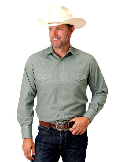 Roper Men's Solid Color Broadcloth Dust Snap Shirt