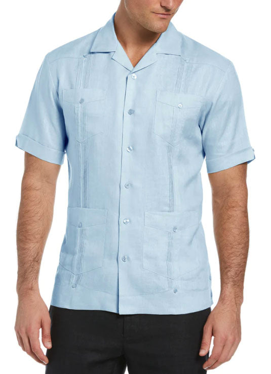 D'Accord Men's Guayabera Shirt Light Blue
