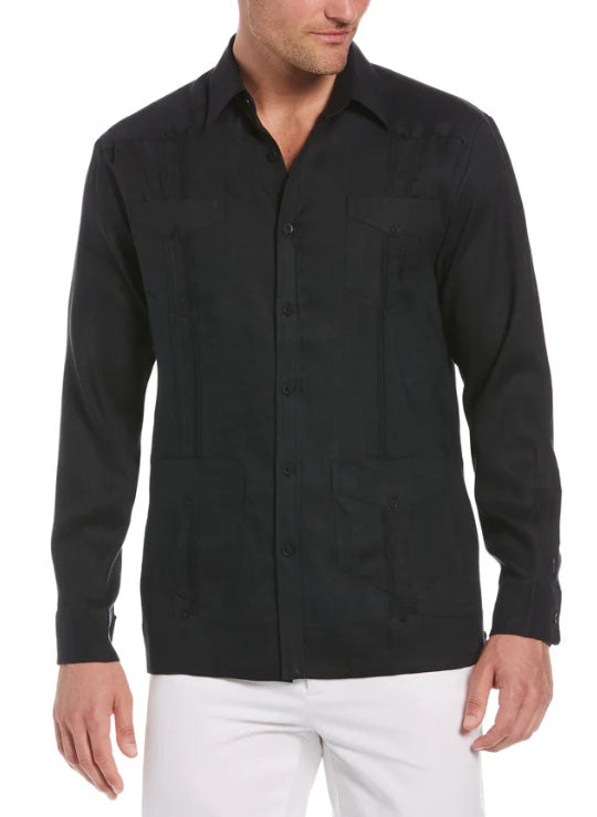 D'Accord Men's Guayabera Shirt Black 2268