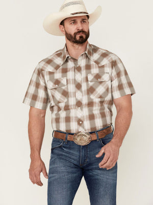 Tin Haul Men's Buffalo Dobby Short Sleeve Plaid Snap Shirt