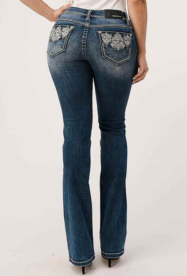 Grace in LA Crystal Aztec Bootcut Jeans