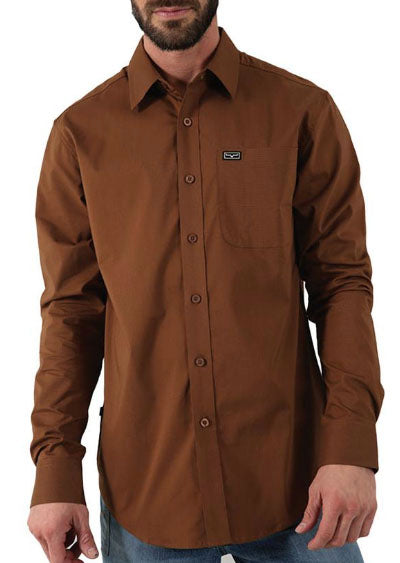 Kimes Ranch Men's Linville Long Sleeve Solid WW Brown Shirt