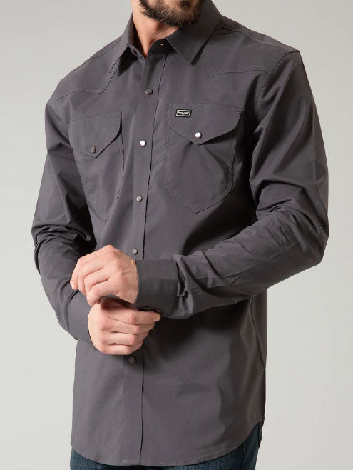 Kimes Ranch Men's Blackout Long Sleeve Snap Charcoal Shirt